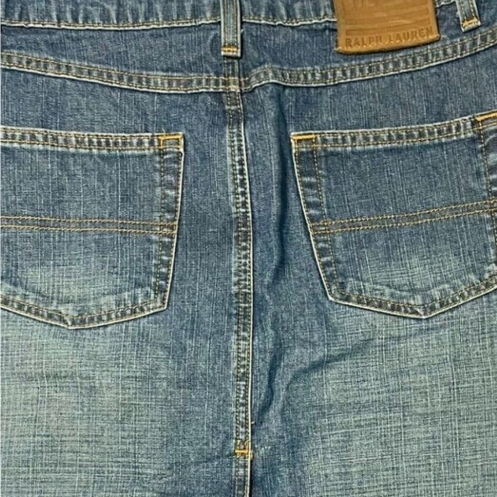 POLO Jeans Company 90s Racer Knee Denim Skirt Flag Logo, Sz 12 - Picture 10 of 15